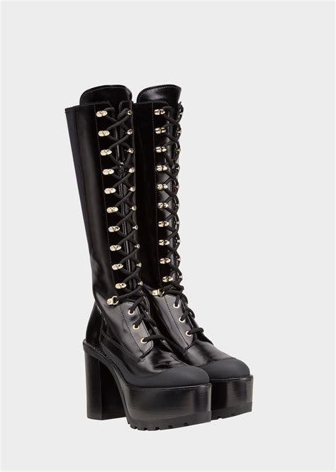 versace lace up high boot modele|Versace ladies boots.